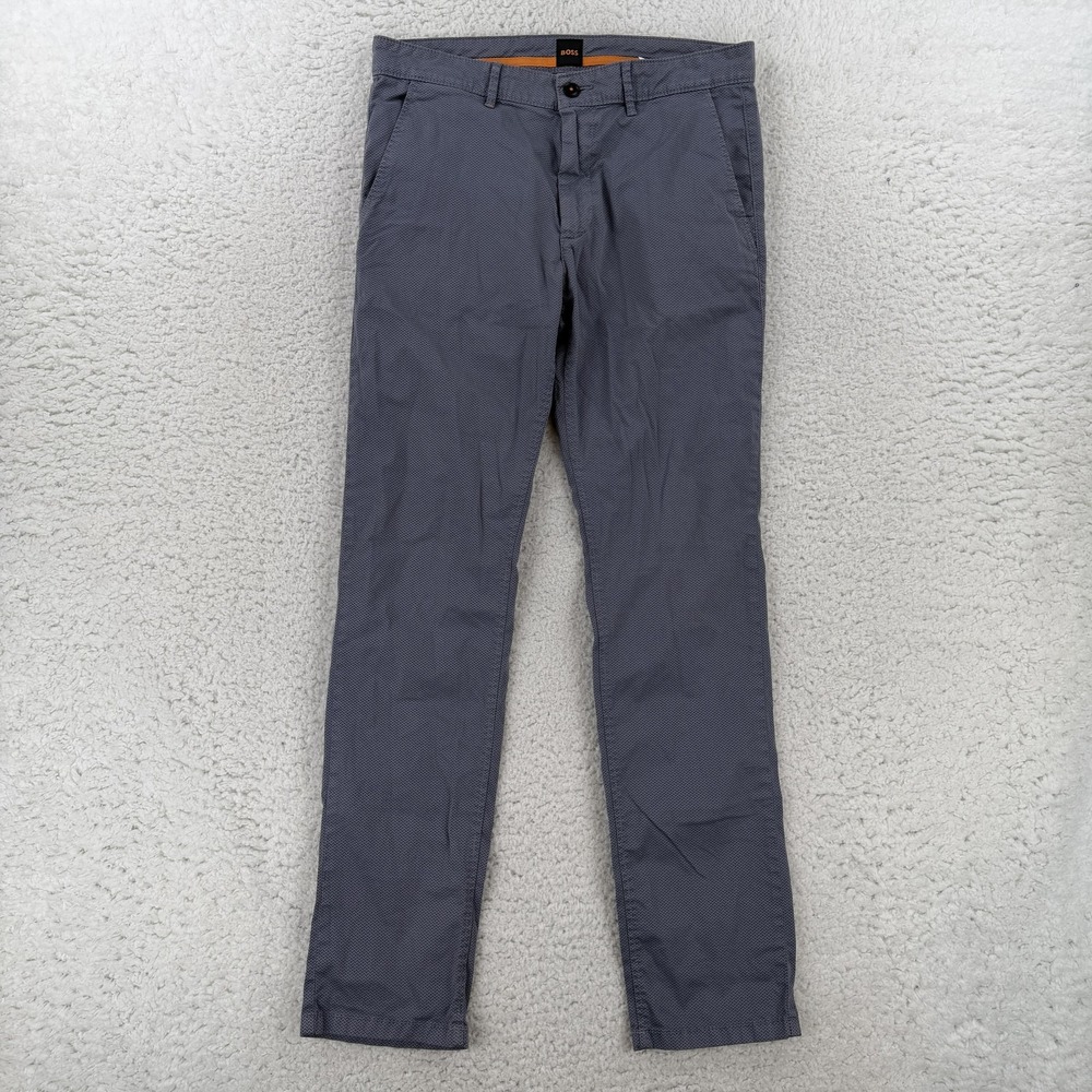 Hugo Boss Chino Pants Mens 32x32 Gray Slim Fit Herringbone Stretch Casual Office